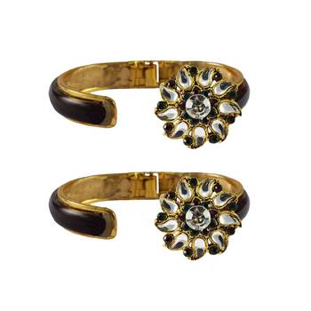 Maroon Stone Acrylic-Brass Bangle 2