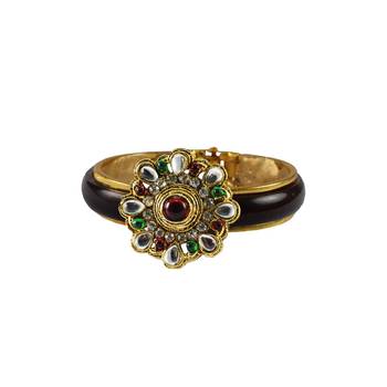 Maroon Stone Acrylic-Brass Bangle 1