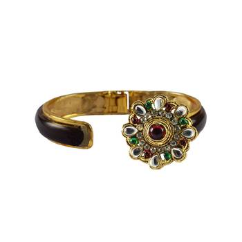 Maroon Stone Acrylic-Brass Bangle 2