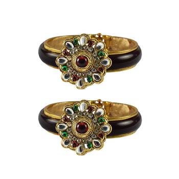 Maroon Stone Acrylic-Brass Bangle 1