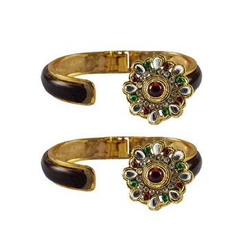 Maroon Stone Acrylic-Brass Bangle 2