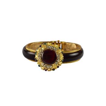 Maroon Stone Acrylic-Brass Bangle 1