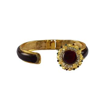 Maroon Stone Acrylic-Brass Bangle 2