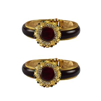 Maroon Stone Acrylic-Brass Bangle 1