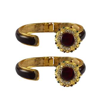 Maroon Stone Acrylic-Brass Bangle 2