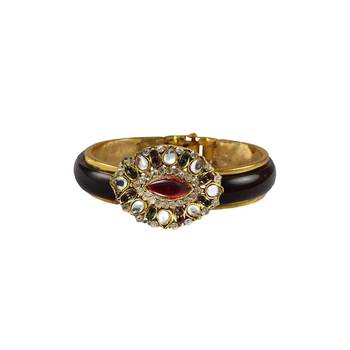 Maroon Stone Acrylic-Brass Bangle 1
