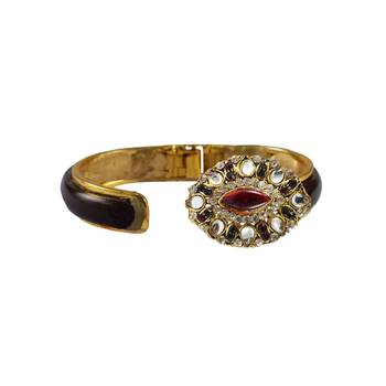 Maroon Stone Acrylic-Brass Bangle 2