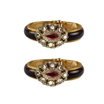 Maroon Stone Acrylic-Brass Bangle 1
