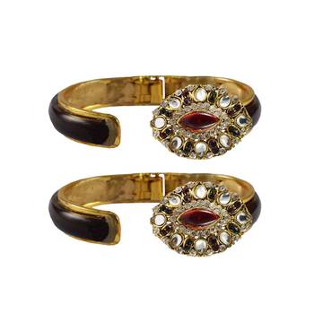 Maroon Stone Acrylic-Brass Bangle 2