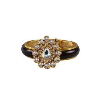 Maroon Stone Acrylic-Brass Bangle 1