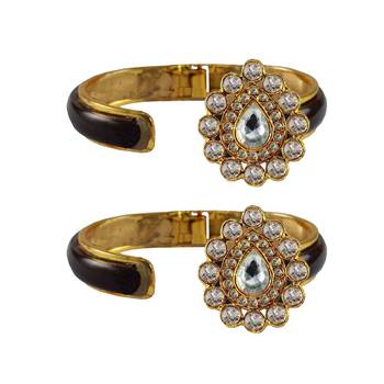 Maroon Stone Acrylic-Brass Bangle 2