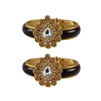 Maroon Stone Acrylic-Brass Bangle 1
