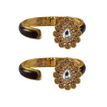 Maroon Stone Acrylic-Brass Bangle 2