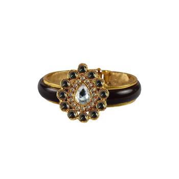 Maroon Stone Acrylic-Brass Bangle 1