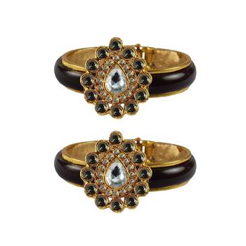 Maroon Stone Acrylic-Brass Bangle 1