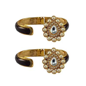 Maroon Stone Acrylic-Brass Bangle 2