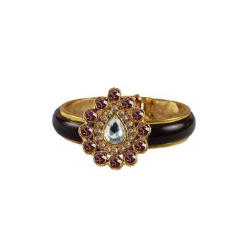 Maroon Stone Acrylic-Brass Bangle 1