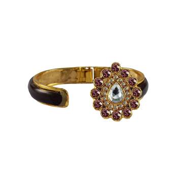 Maroon Stone Acrylic-Brass Bangle 2