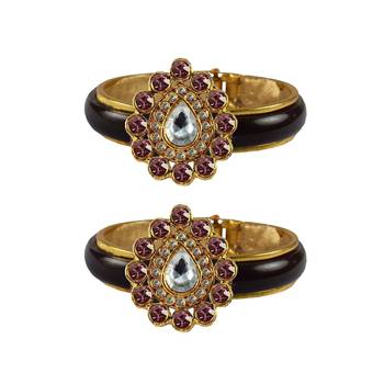 Maroon Stone Acrylic-Brass Bangle 1