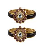 Maroon Stone Acrylic-Brass Bangle