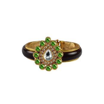 Maroon Stone Acrylic-Brass Bangle 1