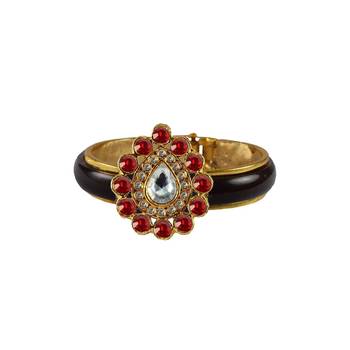 Maroon Stone Acrylic-Brass Bangle 1