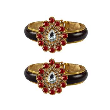 Maroon Stone Acrylic-Brass Bangle 1