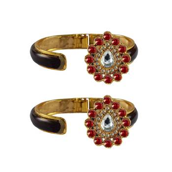 Maroon Stone Acrylic-Brass Bangle 2