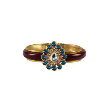 Maroon Stone Acrylic-Brass Bangle 1