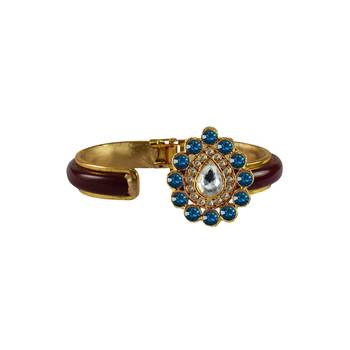Maroon Stone Acrylic-Brass Bangle 2
