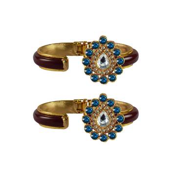 Maroon Stone Acrylic-Brass Bangle 2