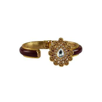 Maroon Stone Acrylic-Brass Bangle 2
