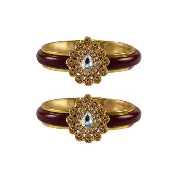 Maroon Stone Acrylic-Brass Bangle 1
