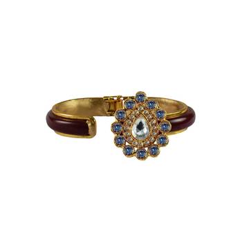 Maroon Stone Acrylic-Brass Bangle 2