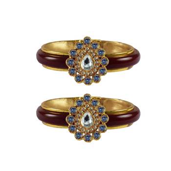 Maroon Stone Acrylic-Brass Bangle 1