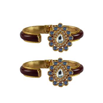 Maroon Stone Acrylic-Brass Bangle 2