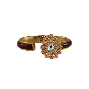 Maroon Stone Acrylic-Brass Bangle 2