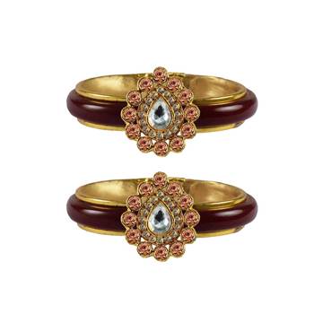 Maroon Stone Acrylic-Brass Bangle 1