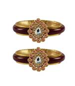Maroon Stone Acrylic-Brass Bangle