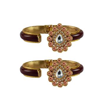 Maroon Stone Acrylic-Brass Bangle 2