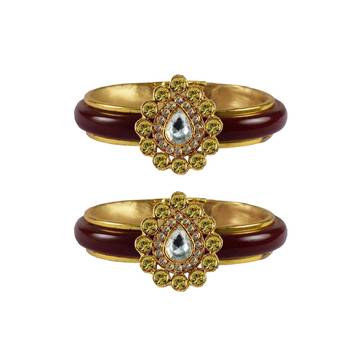 Maroon Stone Acrylic-Brass Bangle 1