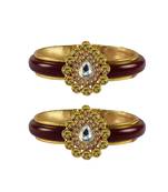 Maroon Stone Acrylic-Brass Bangle