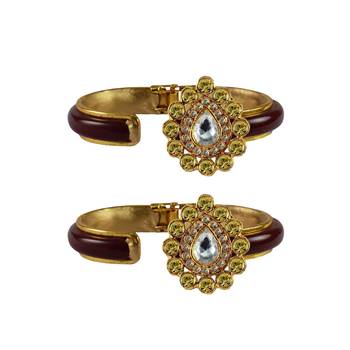 Maroon Stone Acrylic-Brass Bangle 2