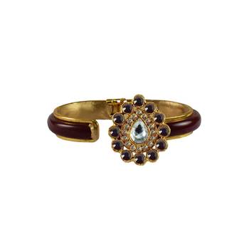 Maroon Stone Acrylic-Brass Bangle 2