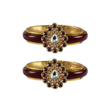 Maroon Stone Acrylic-Brass Bangle 1