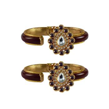 Maroon Stone Acrylic-Brass Bangle 2
