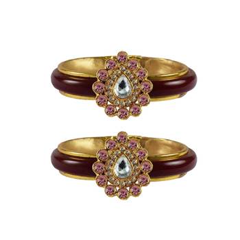 Maroon Stone Acrylic-Brass Bangle 1