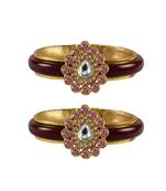 Maroon Stone Acrylic-Brass Bangle