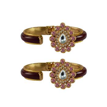 Maroon Stone Acrylic-Brass Bangle 2