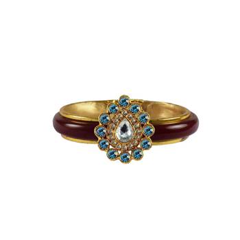 Maroon Stone Acrylic-Brass Bangle 1